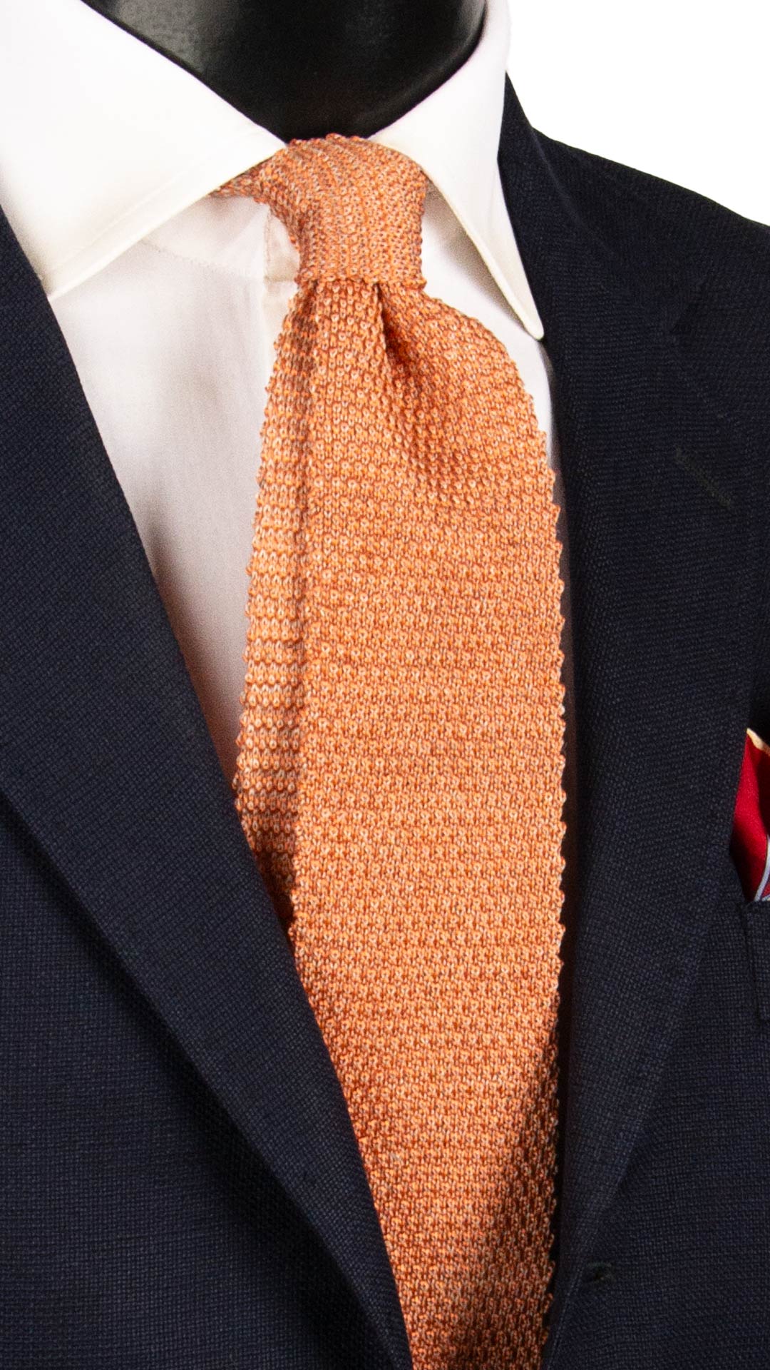 Cravatta Tricot in Maglia in Seta Lino Rosa Salmone Color Corda Tinta Unita TRI891 Graffeo Cravatte Made in Italy