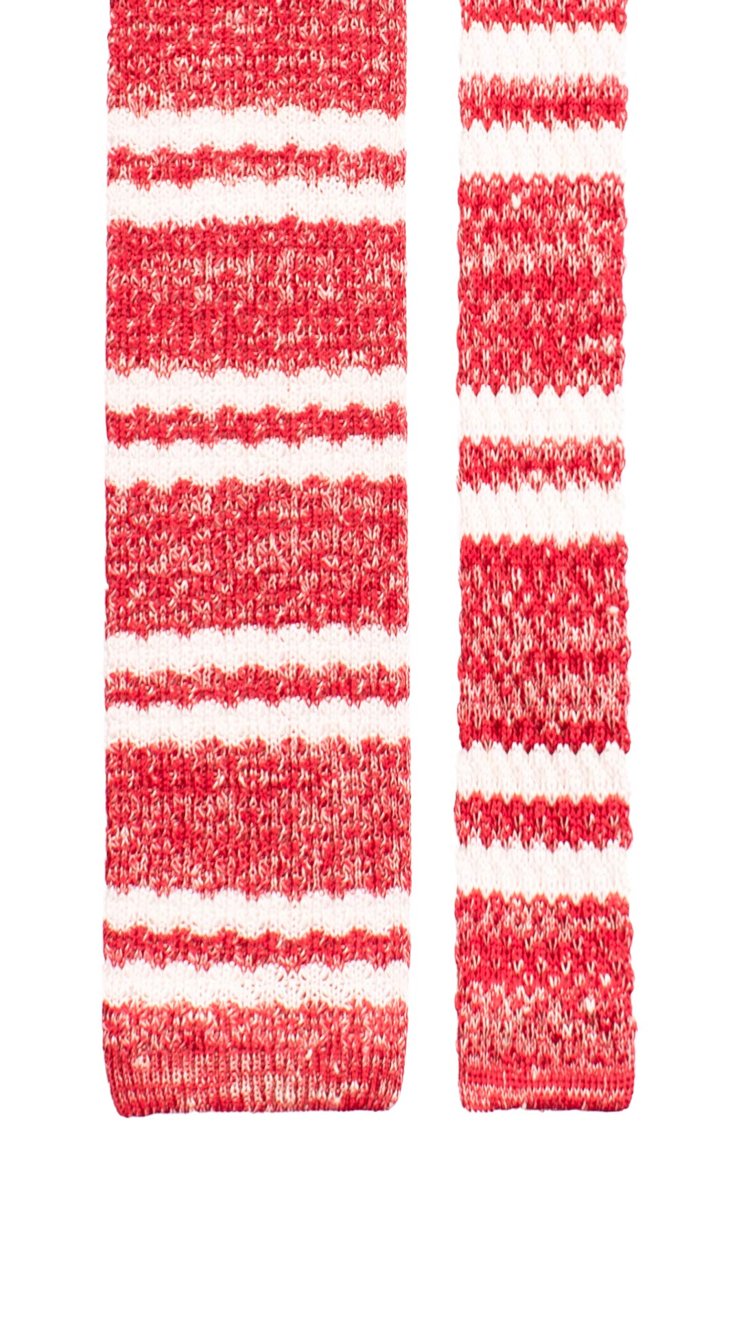 Cravatta Tricot in Maglia in Seta Lino Rossa con Righe Bianche TRI867 Graffeo Cravatte Made in Italy Pala