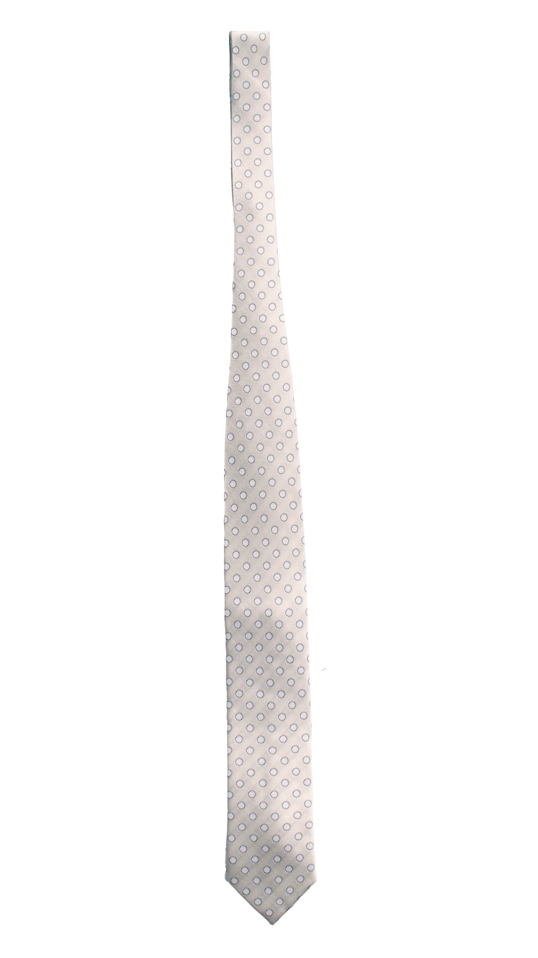 Cravatta da Cerimonia di Seta Bianca Avorio a Pois Grigio Bianco CY2559 Intera