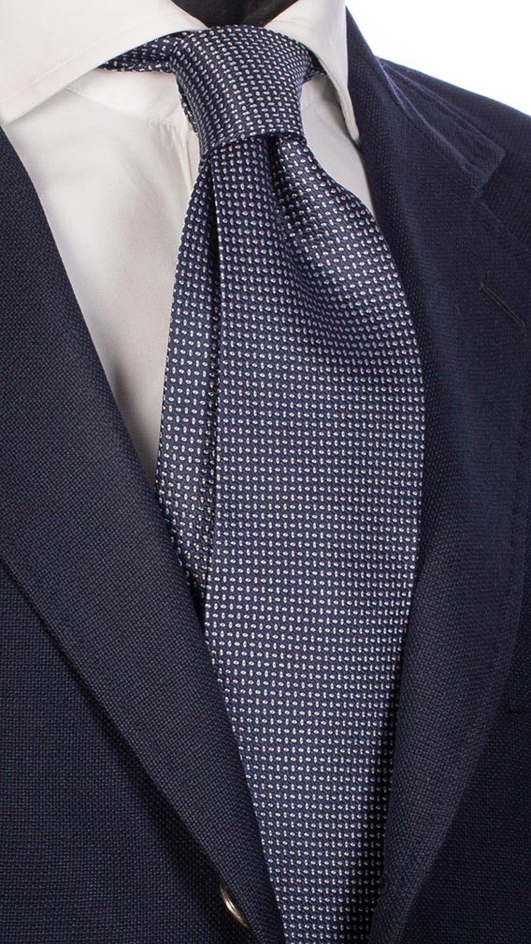 Cravatta da Cerimonia di Seta Blu Fantasia Bianca CY2621 Made in Italy Graffeo Cravatte