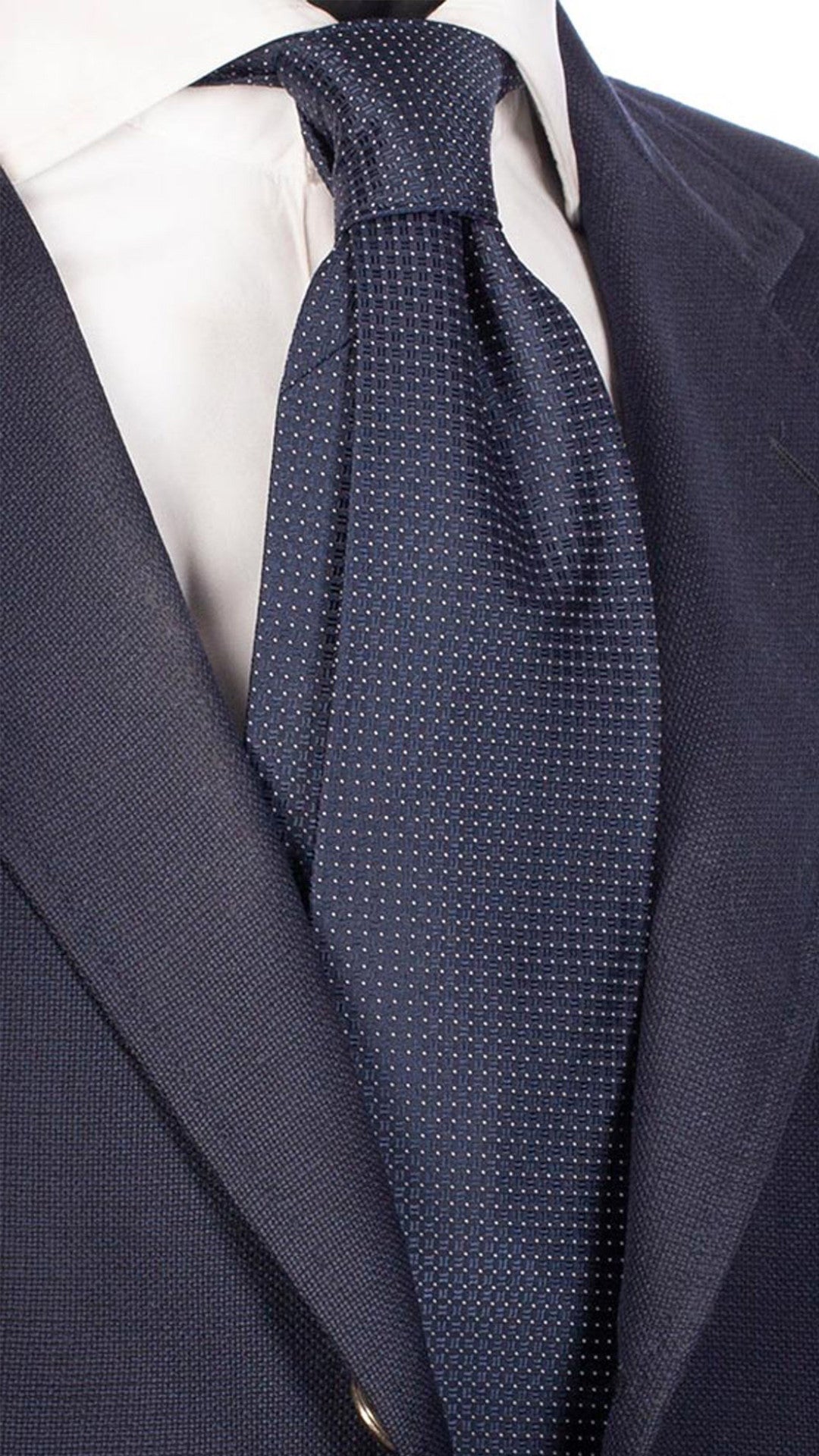 Cravatta da Cerimonia di Seta Blu Fantasia Tono su Tono Bianco CY5068 Made in Italy Graffeo Cravatte