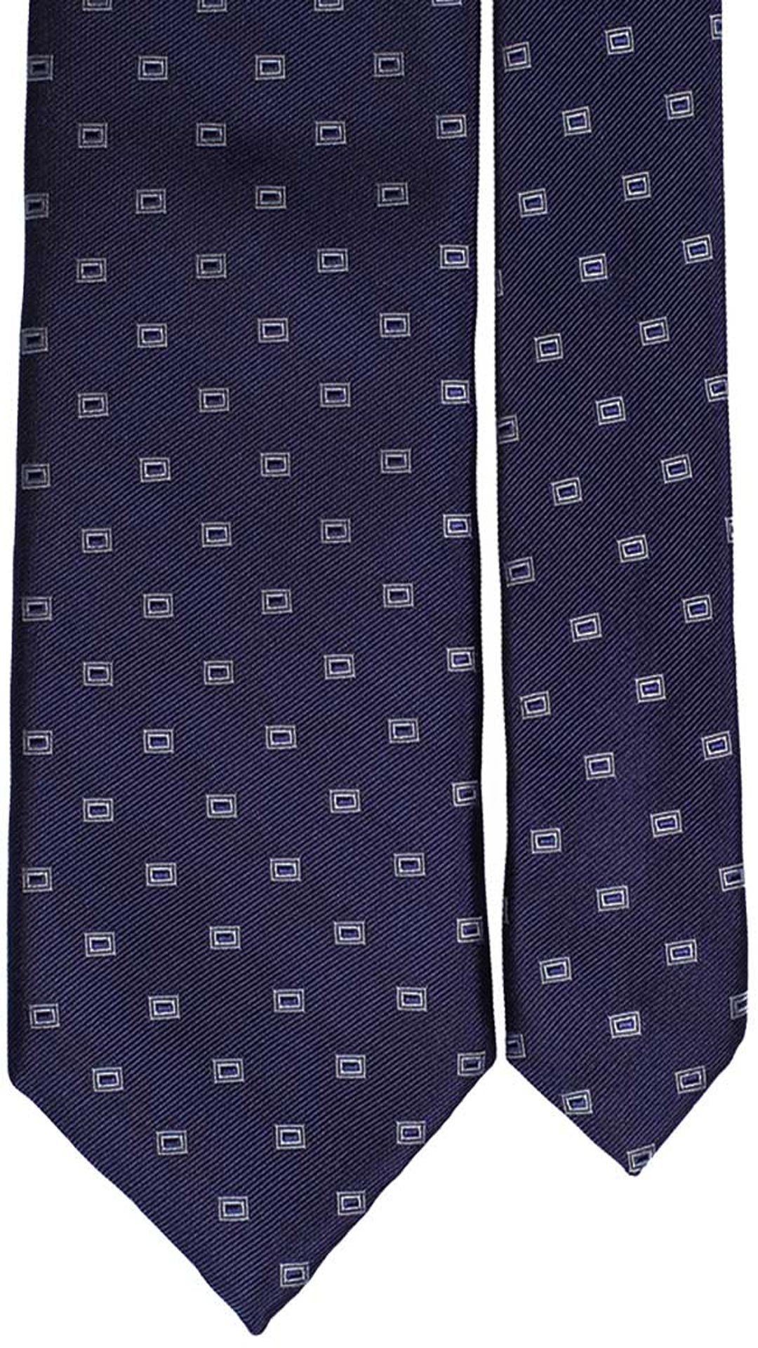 Cravatta da Cerimonia di Seta Blu Navy Fantasia Bianca CY2684 Pala