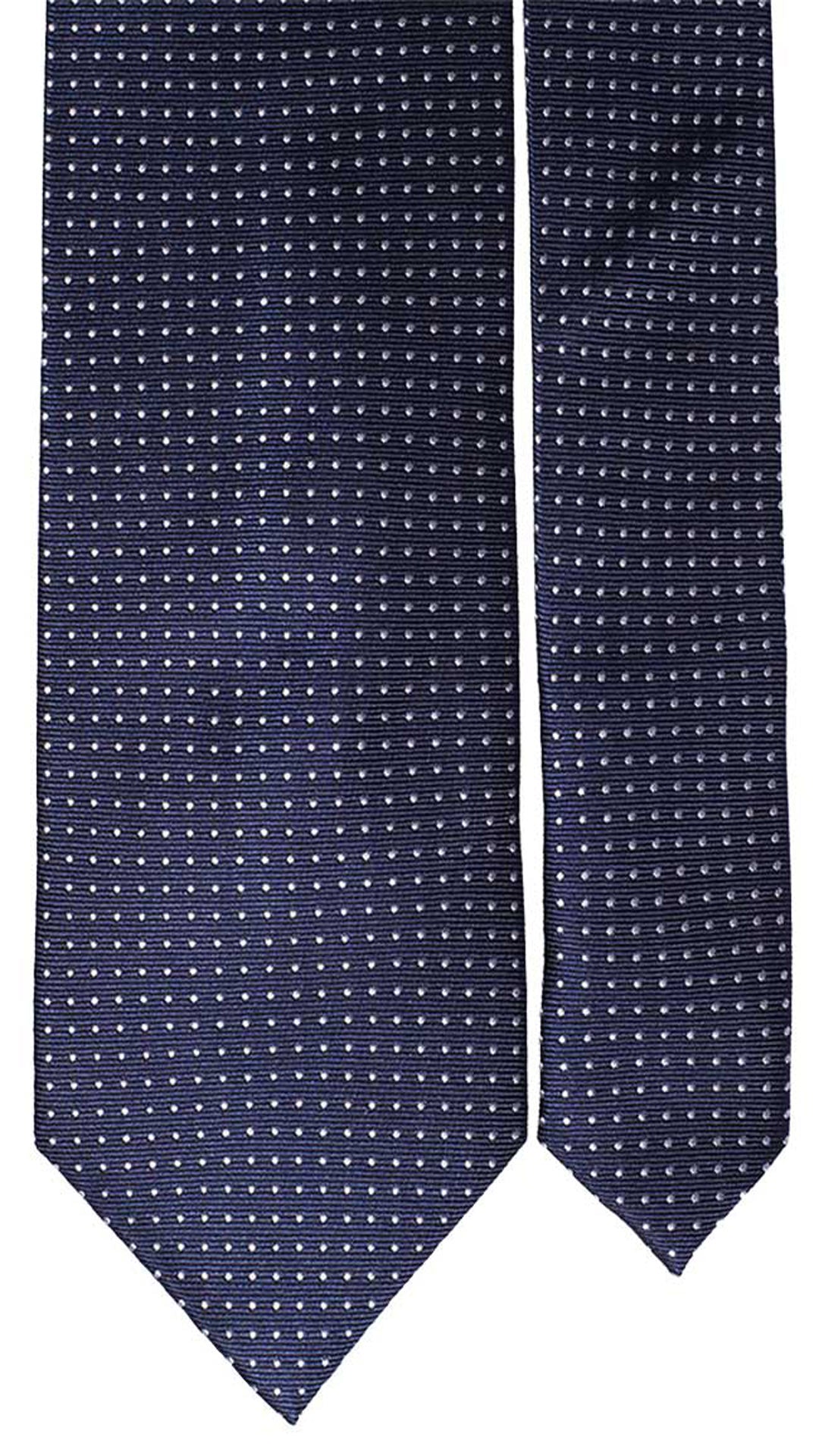 Cravatta da Cerimonia di Seta Blu Navy Pois Bianco CY4700 Pala