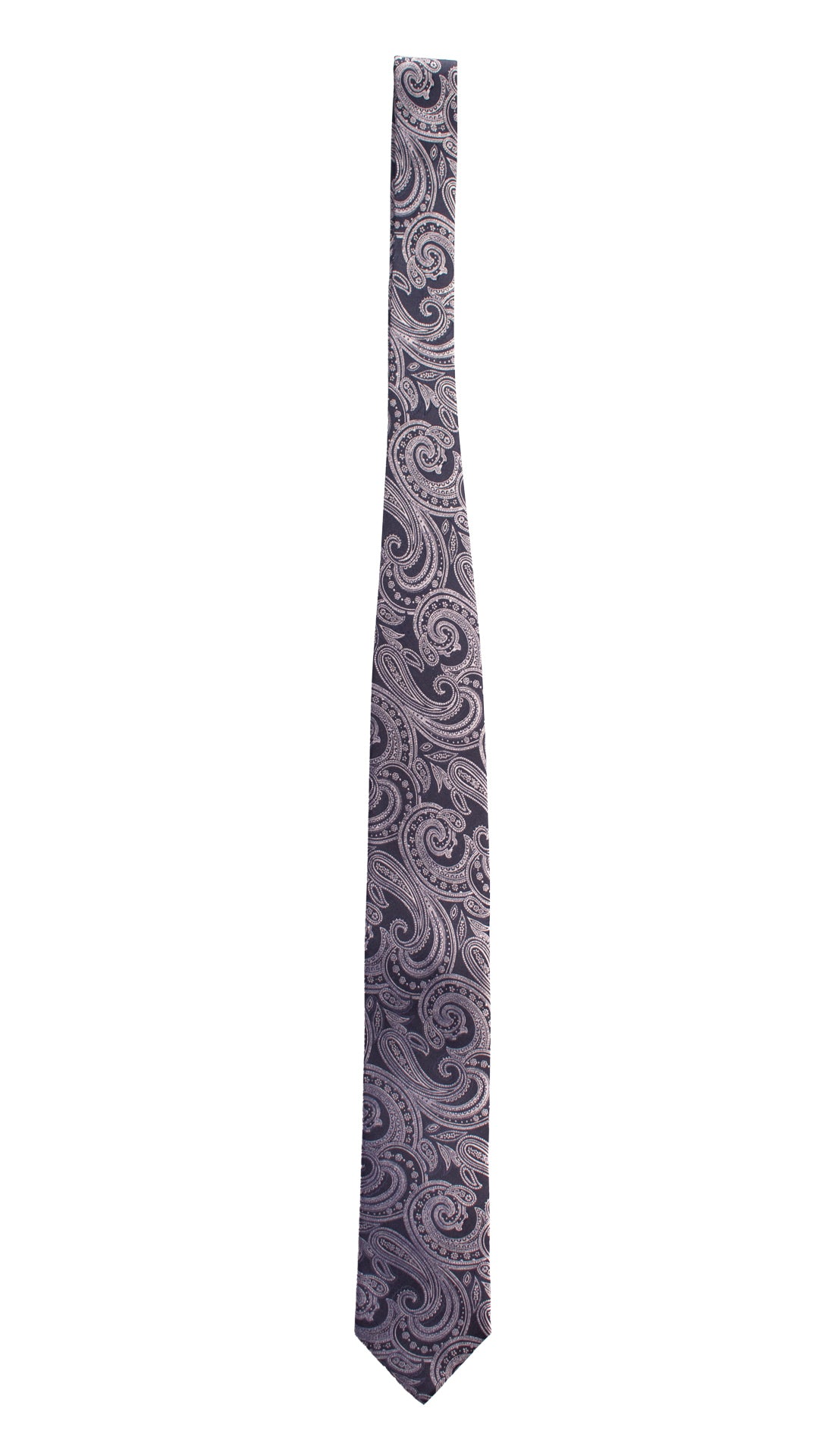 Cravatta da Cerimonia di Seta Blu Paisley Bianchi CY4546 Intera