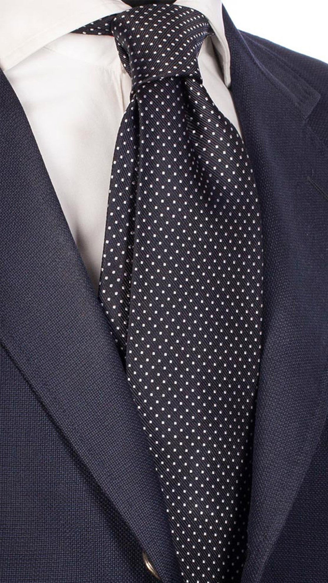 Cravatta da Cerimonia di Seta Blu Pois Bianchi CY5079 Made in Italy Graffeo Cravatte
