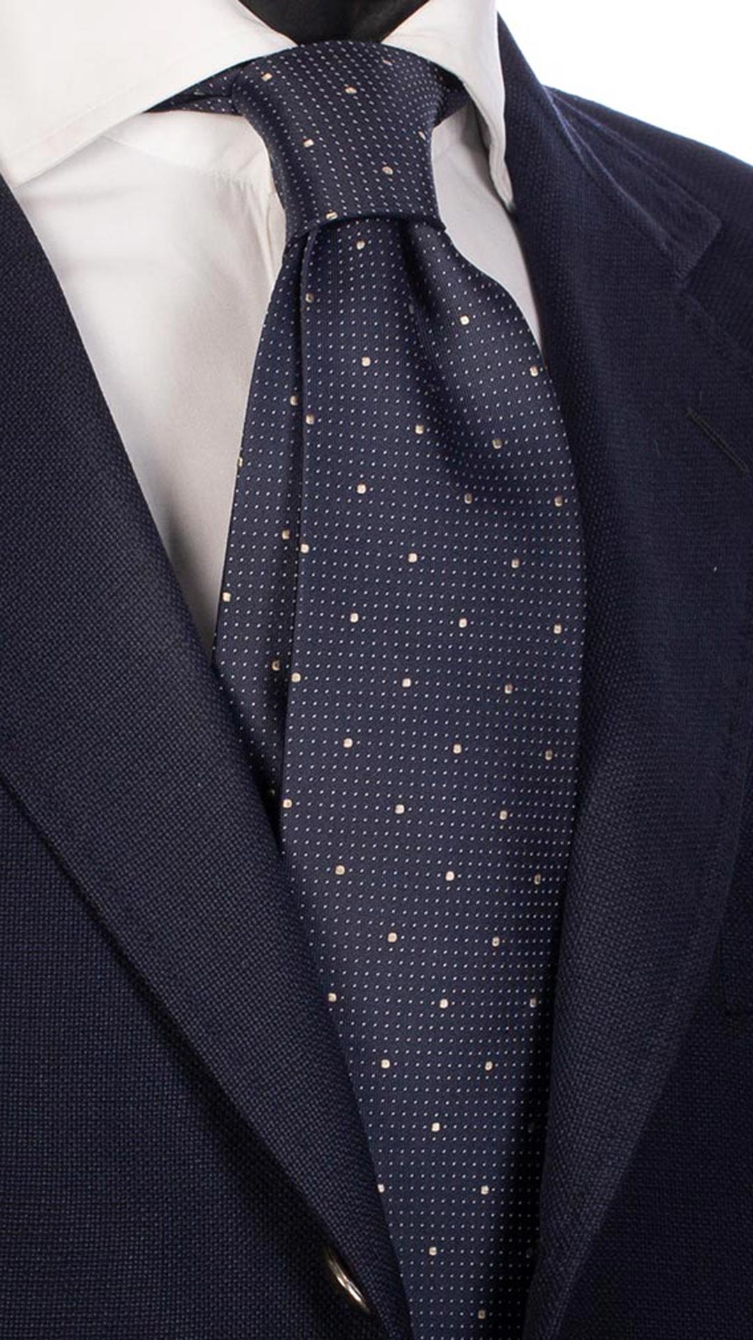 Cravatta da Cerimonia di Seta Grigio Punto A Spillo Bianco Pois Bianchi CY2364 Made in Italy Graffeo Cravatte