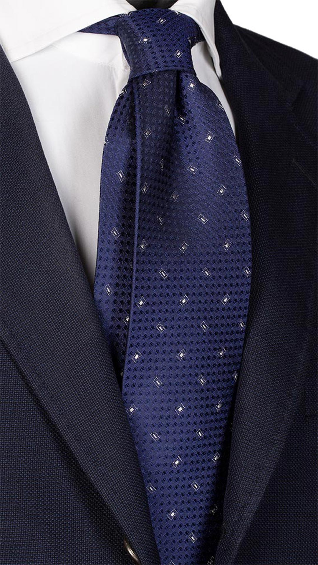 Cravatta da Cerimonia di Seta Bluette Fantasia Bianca Cangiante CY2543 Made in Italy Graffeo Cravatte
