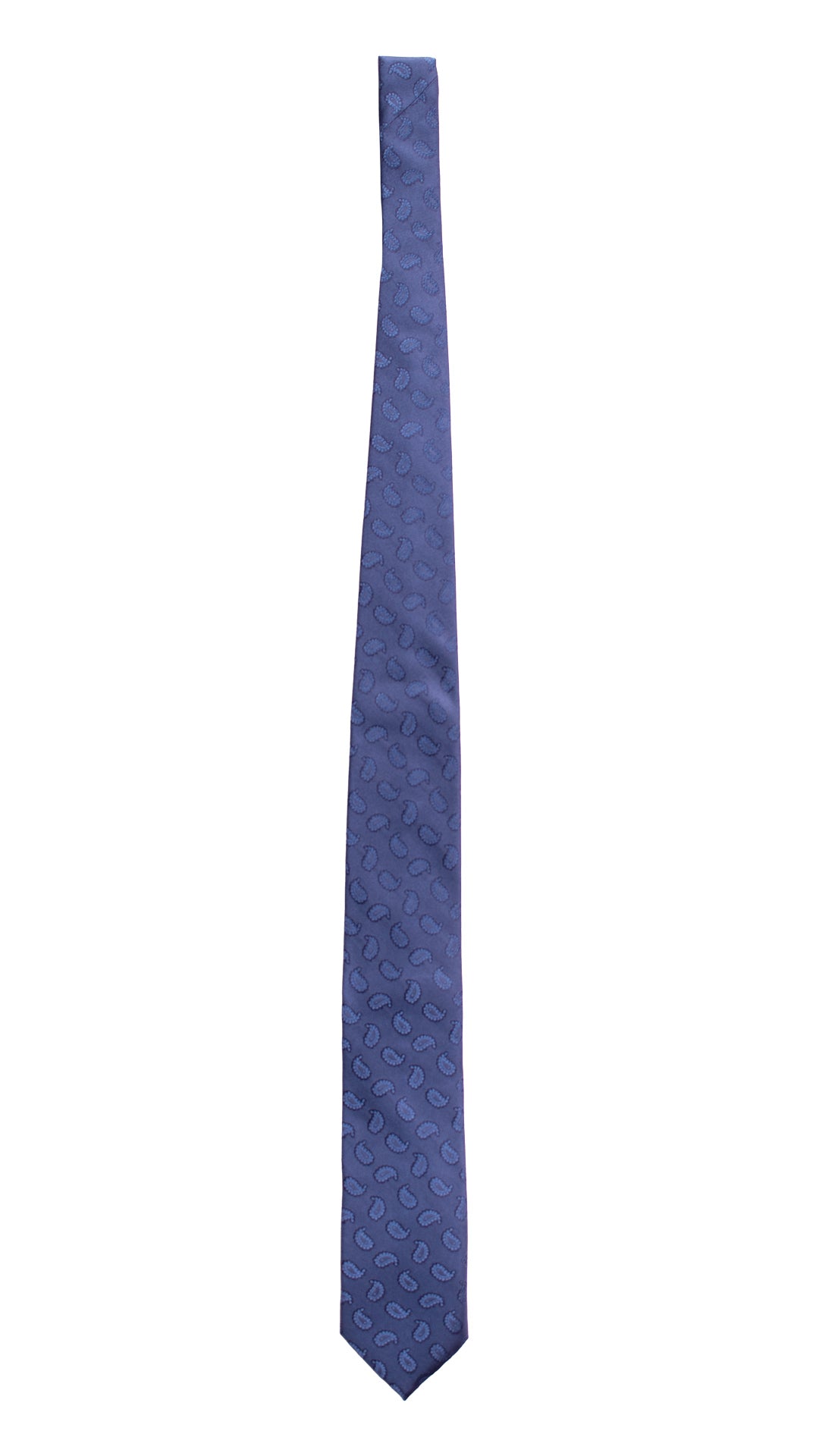 Cravatta da Cerimonia di Seta Bluette Paisley Tono Su Tono CY2797 Intera