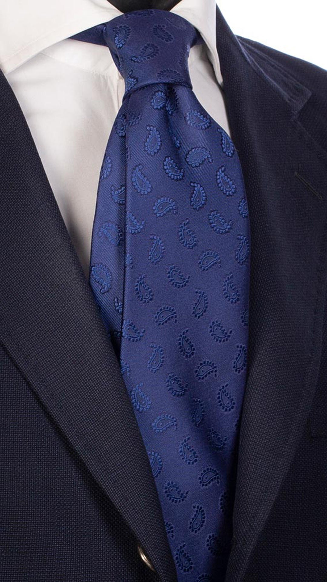 Cravatta da Cerimonia di Seta Bluette Paisley Tono Su Tono CY2797 Made in Italy Graffeo Cravatte