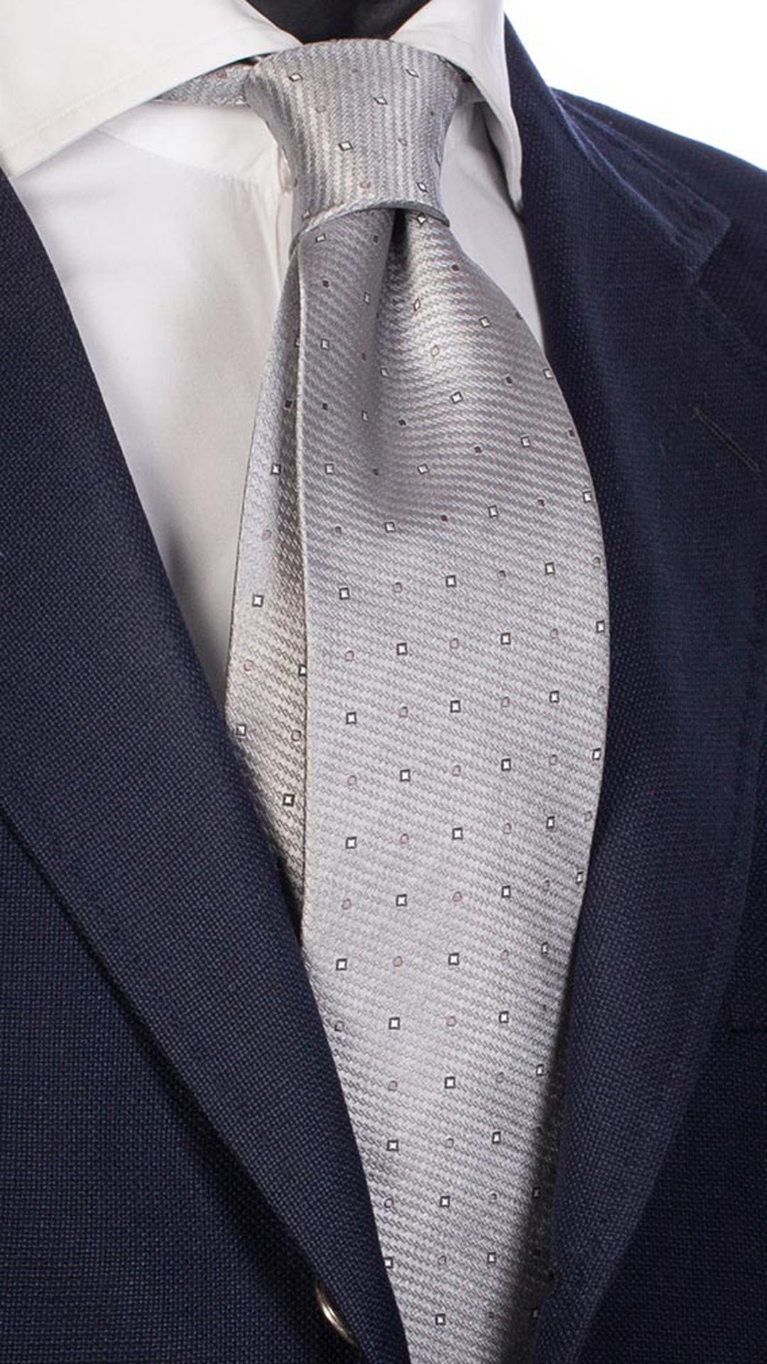 Cravatta da Cerimonia di Seta Grigia Fantasia Bianca Grigia CY2569 Made in Italy Graffeo Cravatte