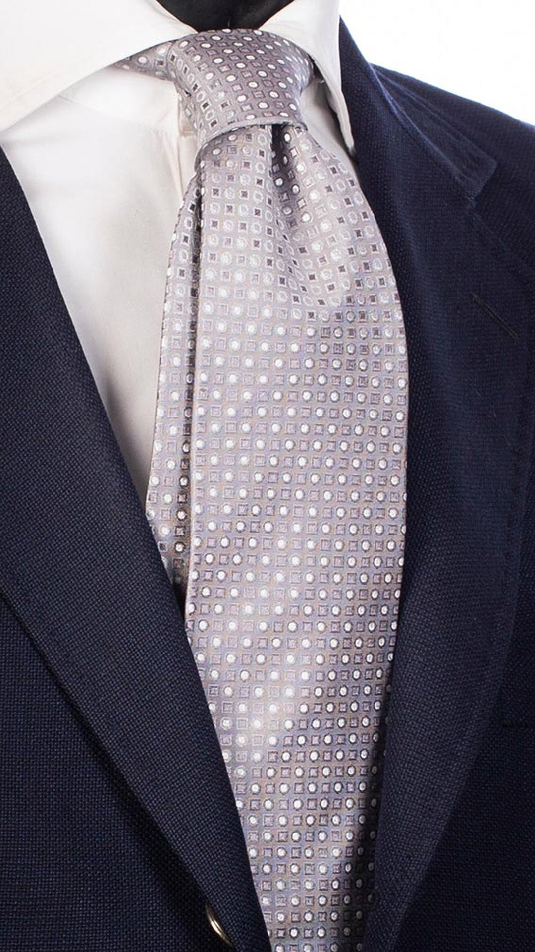Cravatta da Cerimonia di Seta Grigia Fantasia Tono su Tono Bianco Cangiante CY4724 Made in Italy Graffeo Cravatte