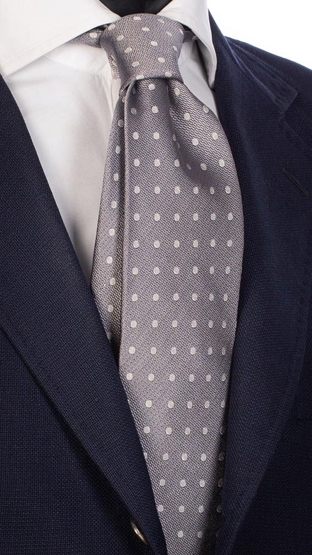 Cravatta da Cerimonia di Seta Grigia a Pois Grigio Chiaro CY2484 Made in Italy Graffeo Cravatte