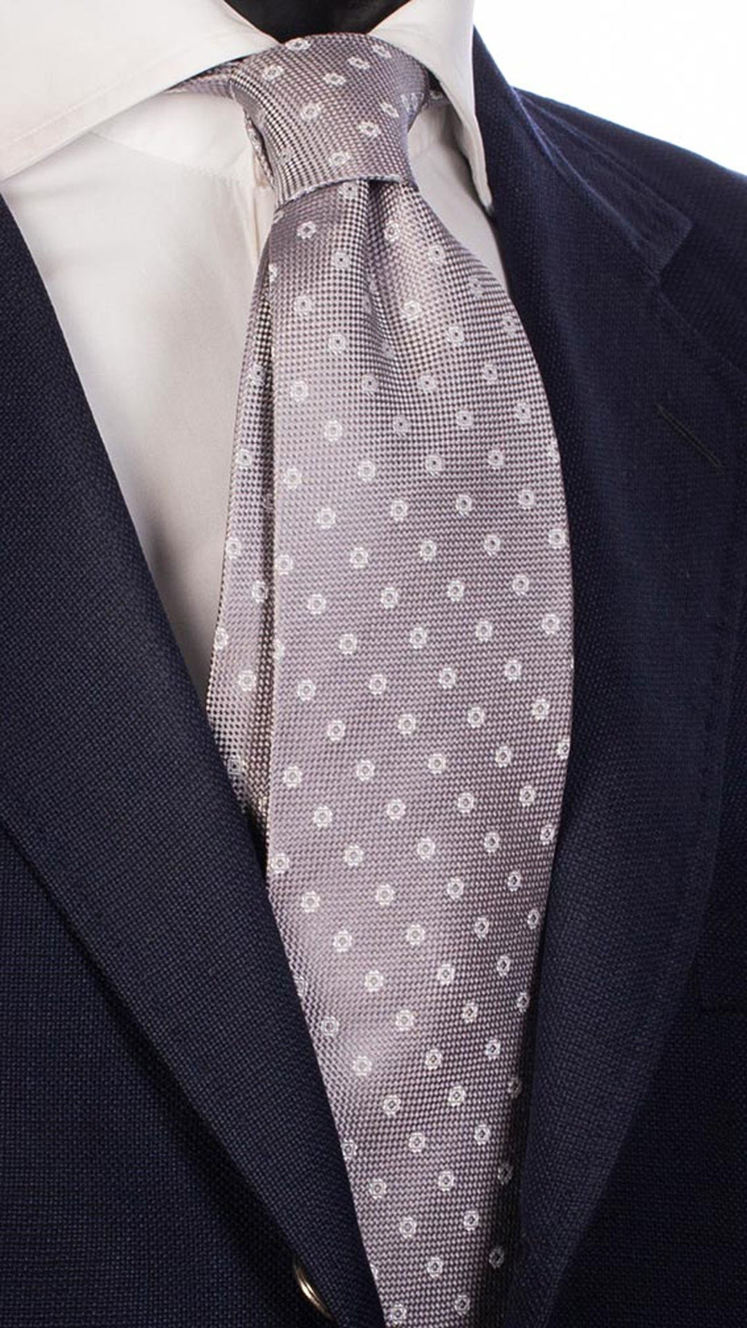 Cravatta da Cerimonia di Seta Grigio Chiaro Fantasia Bianca CY4720 Made in Italy Graffeo Cravatte