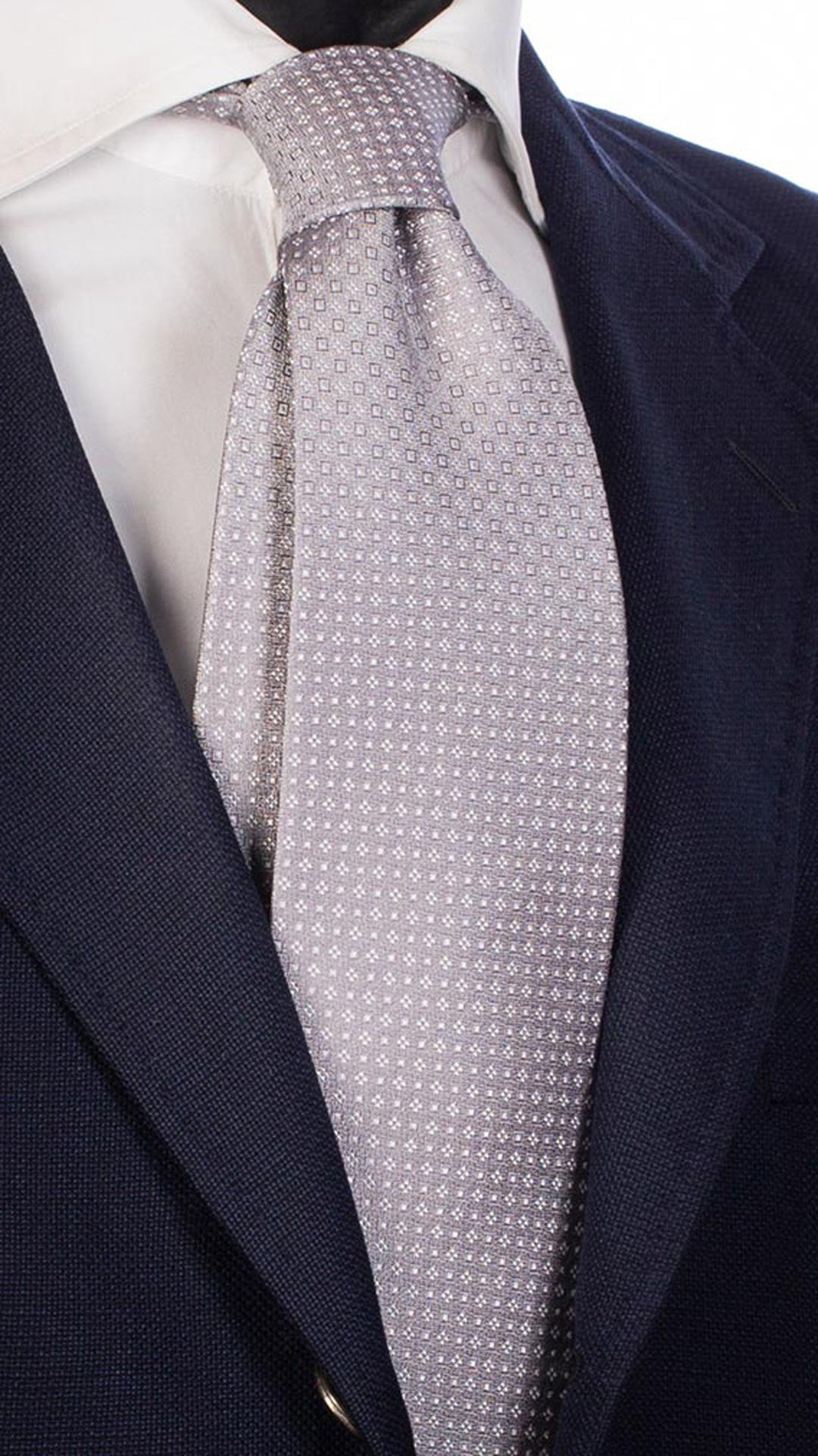 Cravatta da Cerimonia di Seta Grigio Chiaro Fantasia Bianca CY4723 Made in Italy Graffeo Cravatte