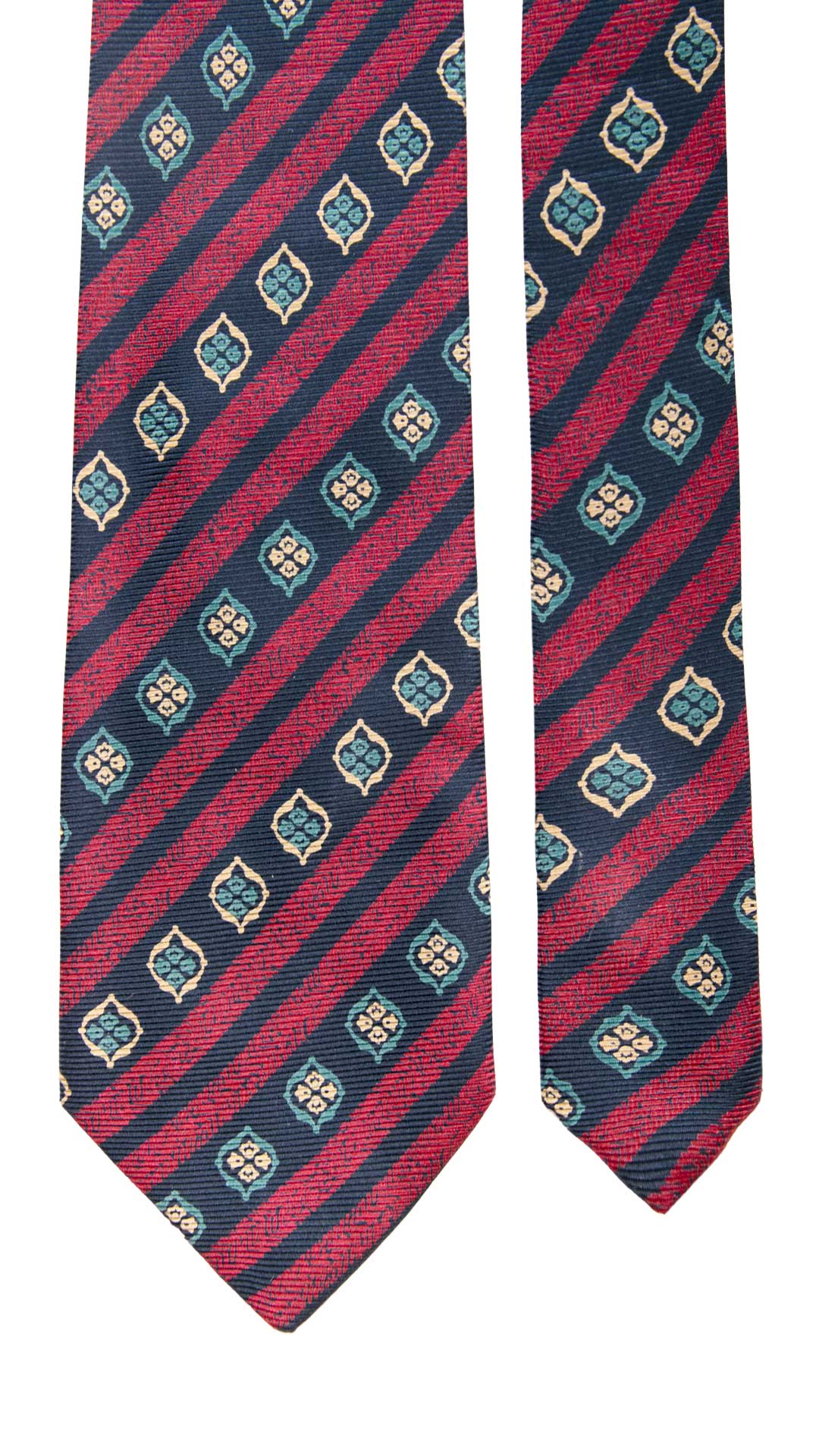 Cravatta Vintage Regimental in Saia di Seta Blu A Righe Bordeaux Fantasia Multicolor CV843 Graffeo Cravatte Made in Italy  Pala