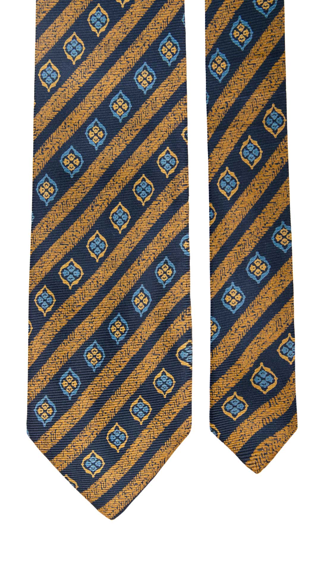 Cravatta Vintage Regimental in Saia di Seta Blu A Righe Marrone Fantasia Multicolor CV844 Graffeo Cravatte Made in Italy Pala
