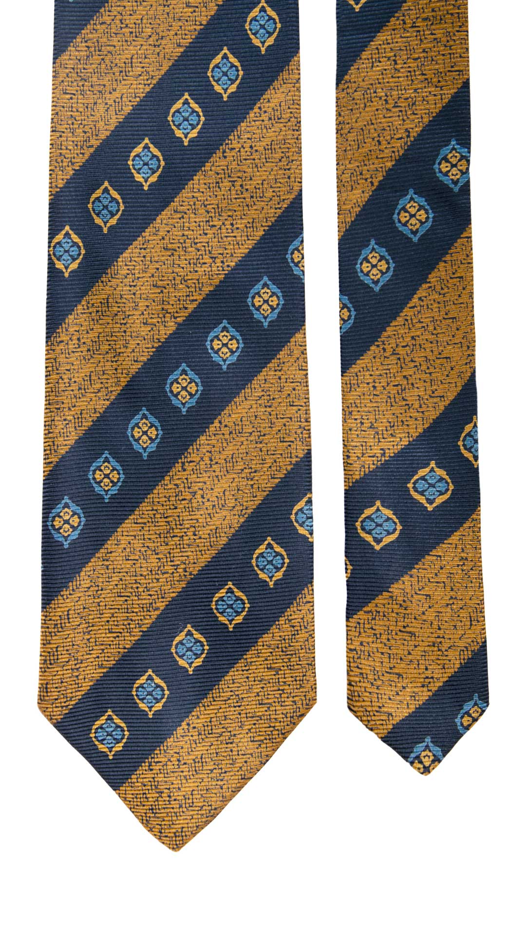 Cravatta Vintage Regimental in Saia di Seta Blu A Righe Marrone Fantasia Multicolor CV846 Graffeo Cravatte Made in Italy Pala