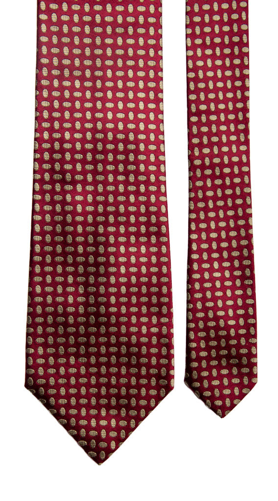 Cravatta Vintage di Seta Bordeaux Fantasia Beige Made in Italy Graffeo Cravatte Pala