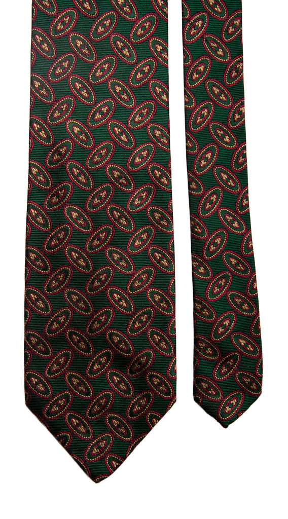 Cravatta Vintage di Seta Bordeaux Fantasia Giallo Oro Marrone Made in Italy Graffeo Cravatte Pala