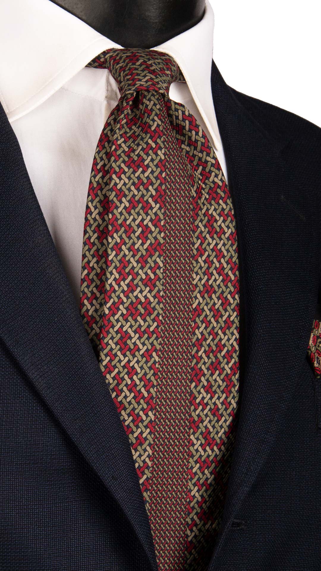 Cravatta Vintage di Seta Jacquard Blu Fantasia Multicolor CV1091 Made in Italy  Graffeo Cravatte