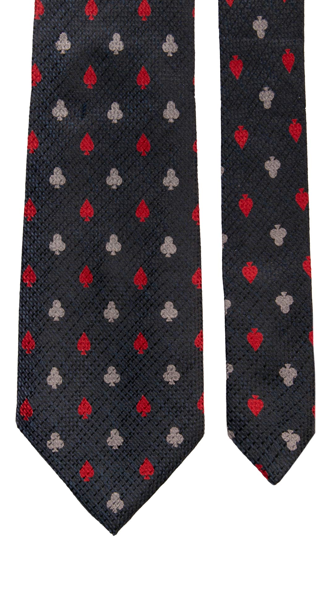 Cravatta Vintage di Seta Jacquard Blu Fantasia Rosso Grigio CV1130 Made in Italy Graffeo Cravatte Pala