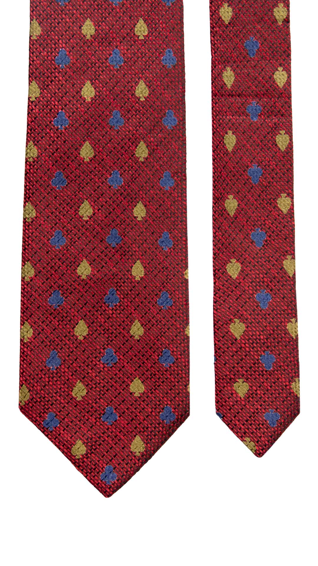 Cravatta Vintage di Seta Jacquard Bordeaux Fantasia Bluette Verde CV1140 Made in Italy Graffeo Cravatte Pala