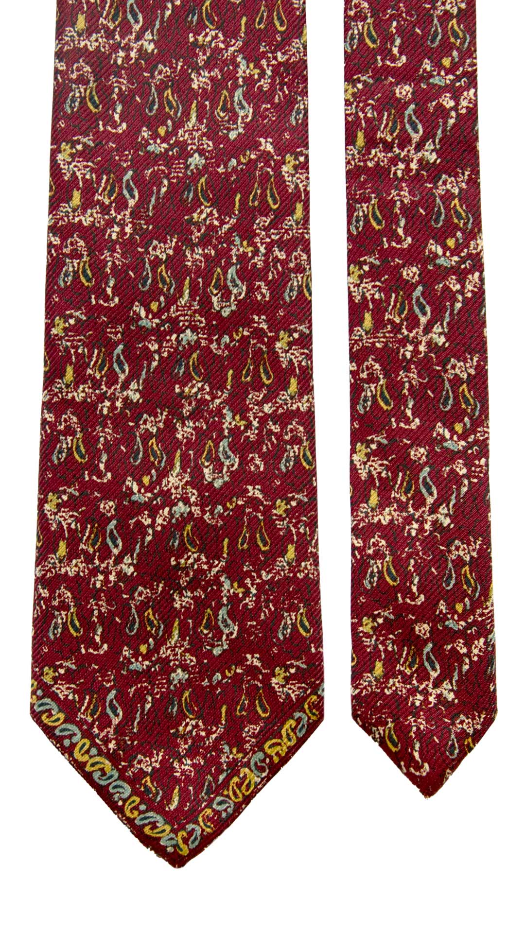 Cravatta Vintage di Seta Jacquard Bordeaux Fantasia Multicolor CV974 Made in Italy Graffeo Cravatte Pala