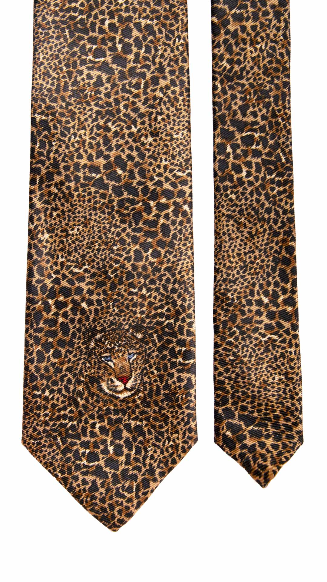 Cravatta Vintage di Seta Jacquard Fantasia Maculata Nero Beige CV849 Graffeo Cravatte Made in Italy Pala