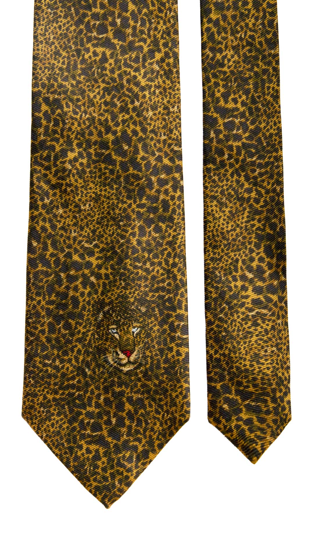 Cravatta Vintage di Seta Jacquard Fantasia Maculata Nero Verde Oliva CV853 Graffeo Cravatte Made in Italy Pala