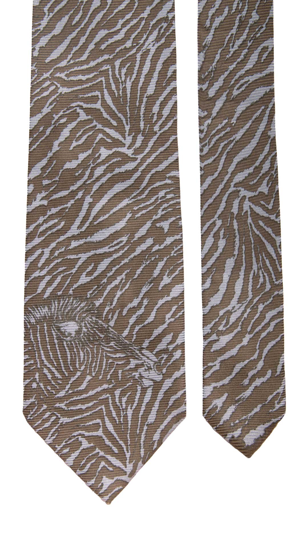 Cravatta Vintage di Seta Jacquard Fantasia Zebrata Celeste Verde Oliva CV854 Graffeo Cravatte Made in Italy Pala