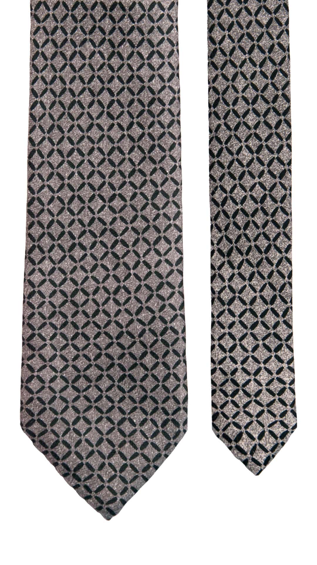 Cravatta Vintage di Seta Jacquard Grigia Fantasia Nera CV1223 Made in Italy Graffeo Cravatte Pala