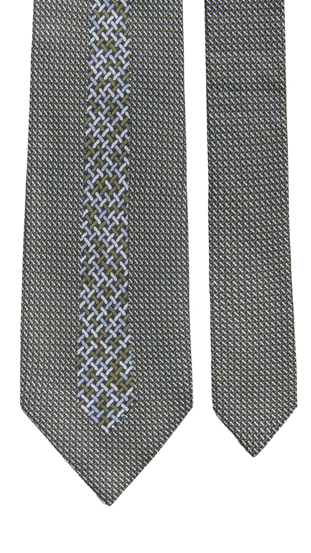 Cravatta Vintage di Seta Jacquard Indaco Fantasia Multicolor CV1103 Made in Italy Graffeo Cravatte Pala