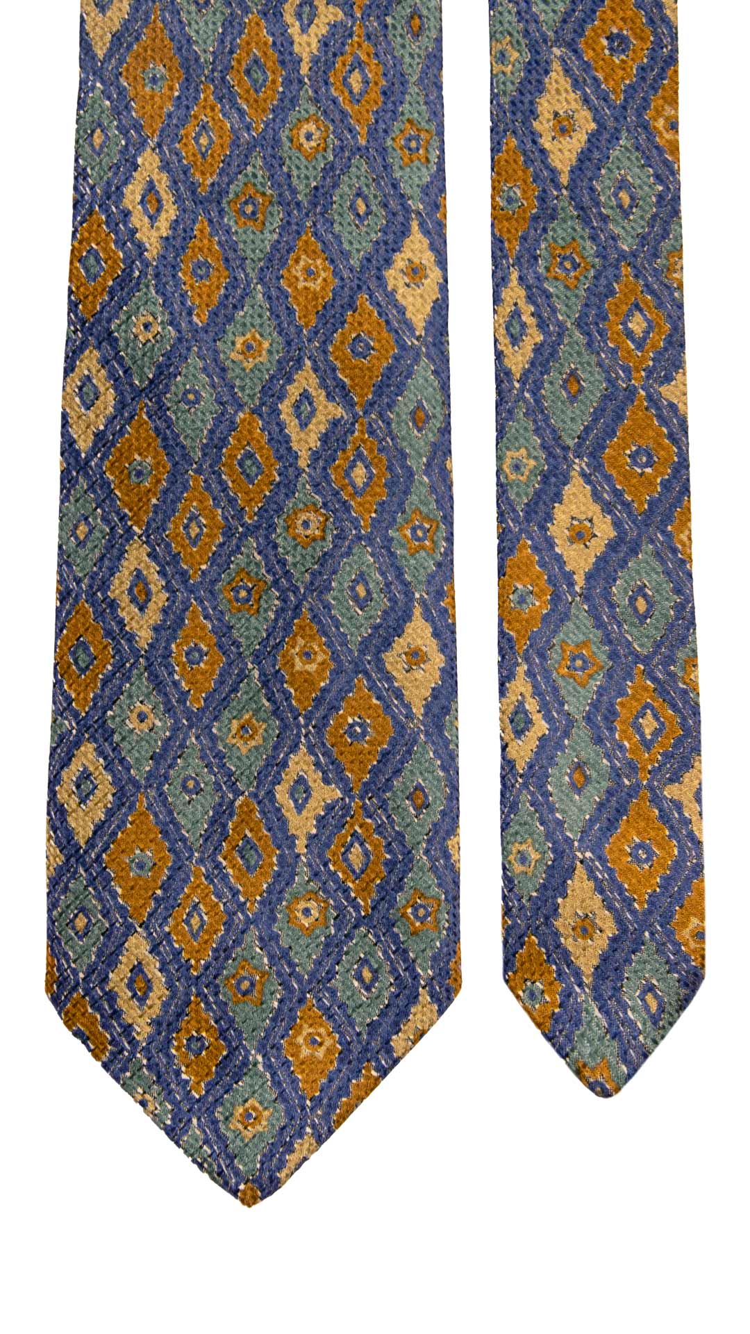 Man Indigo Jacquard Silk Tie Multicolor Pattern CV942