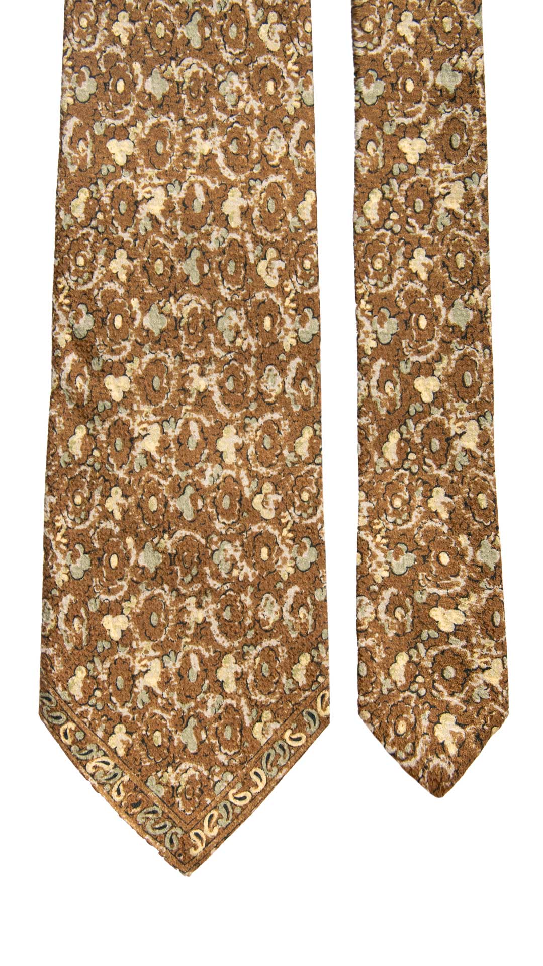 Cravatta Vintage di Set Jacquard Marrone Fantasia Multicolor CV988 Made in Italy Graffeo Cravatte Pala