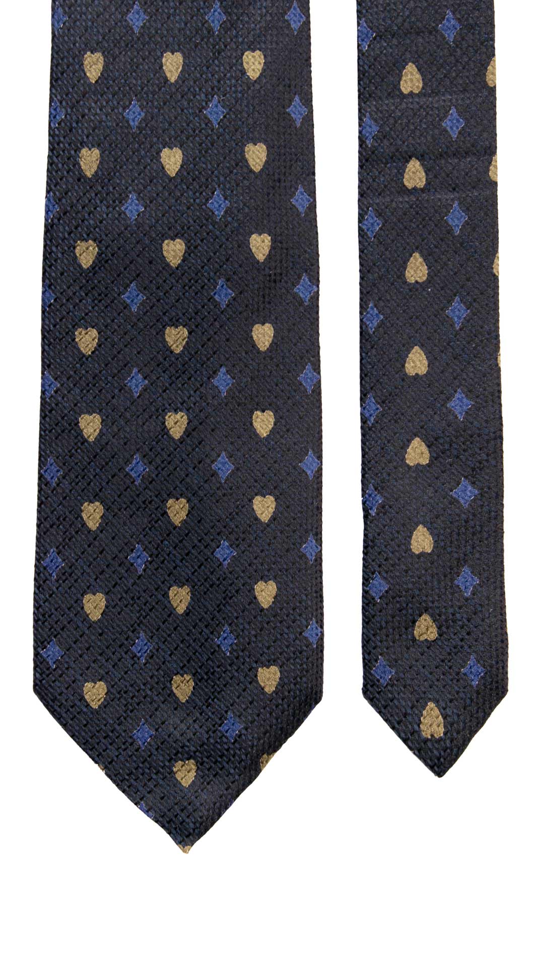 Cravatta Vintage di Seta Jacquard Nera Fantasia Bluette Verde CV1141 Made in Italy Graffeo Cravatte Pala