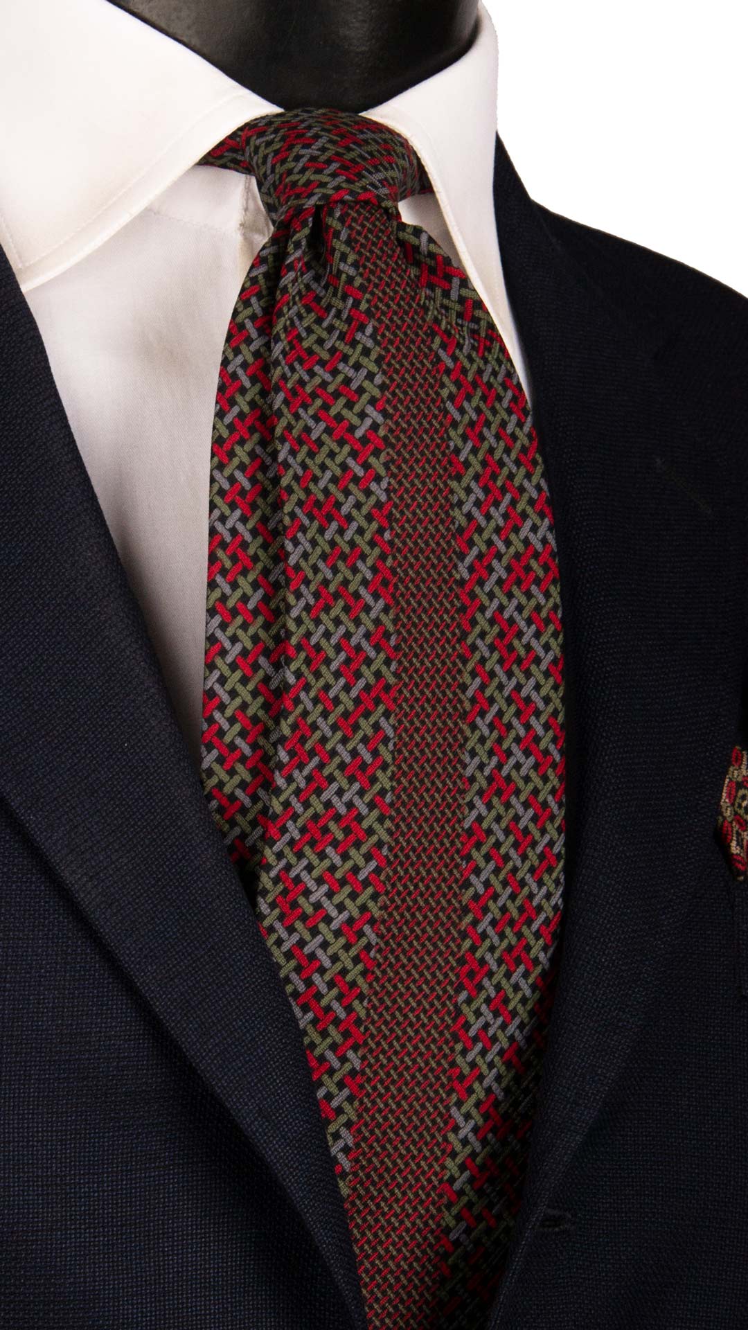 Cravatta Vintage di Seta Jacquard Nera Fantasia Multicolor CV1092 Made in Italy Graffeo Cravatte