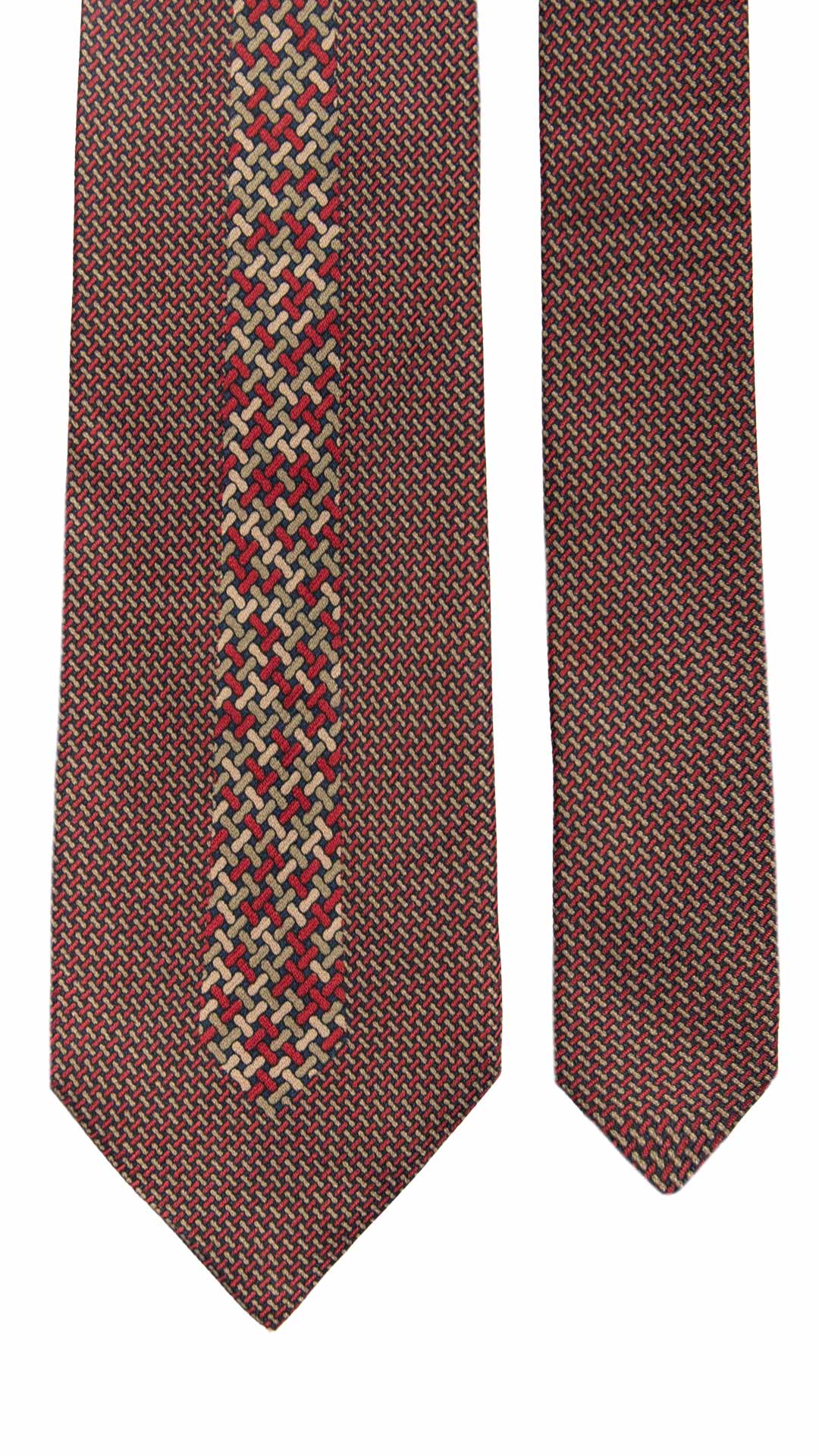 Cravatta Vintage di Seta Jacquard Nera Fantasia Multicolor CV1096 Made in Italy Graffeo Cravatte Pala