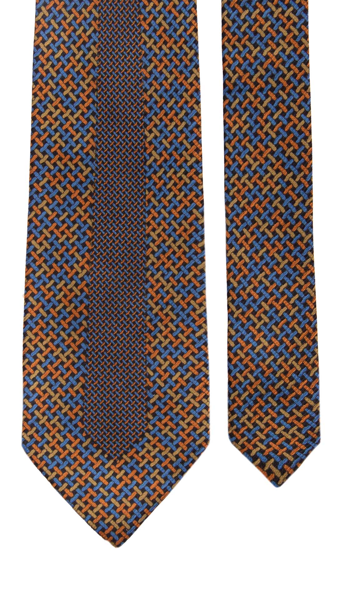 Cravatta Vintage di Seta Jacquard Nera Fantasia Multicolor CV1100 Made in Italy Graffeo Cravatte Pala