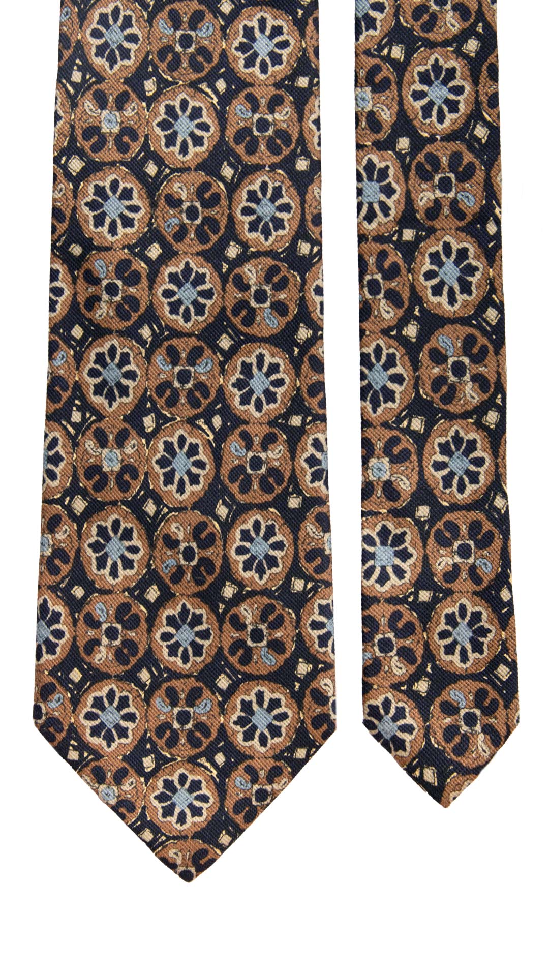 Cravatta Vintage di Seta Jacquard Nera Fantasia Multicolor CV914 Made in Italy Graffeo Cravatte Pala