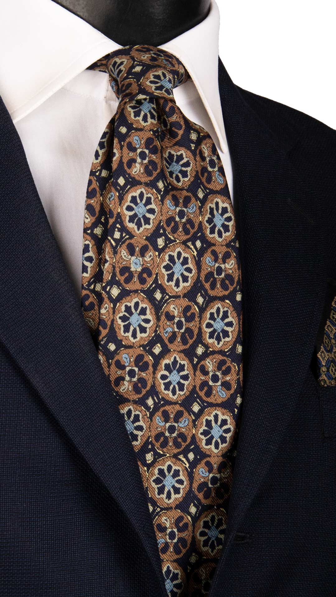 Cravatta Vintage di Seta Jacquard Nera Fantasia Multicolor CV914 Made in Italy Graffeo Cravatte