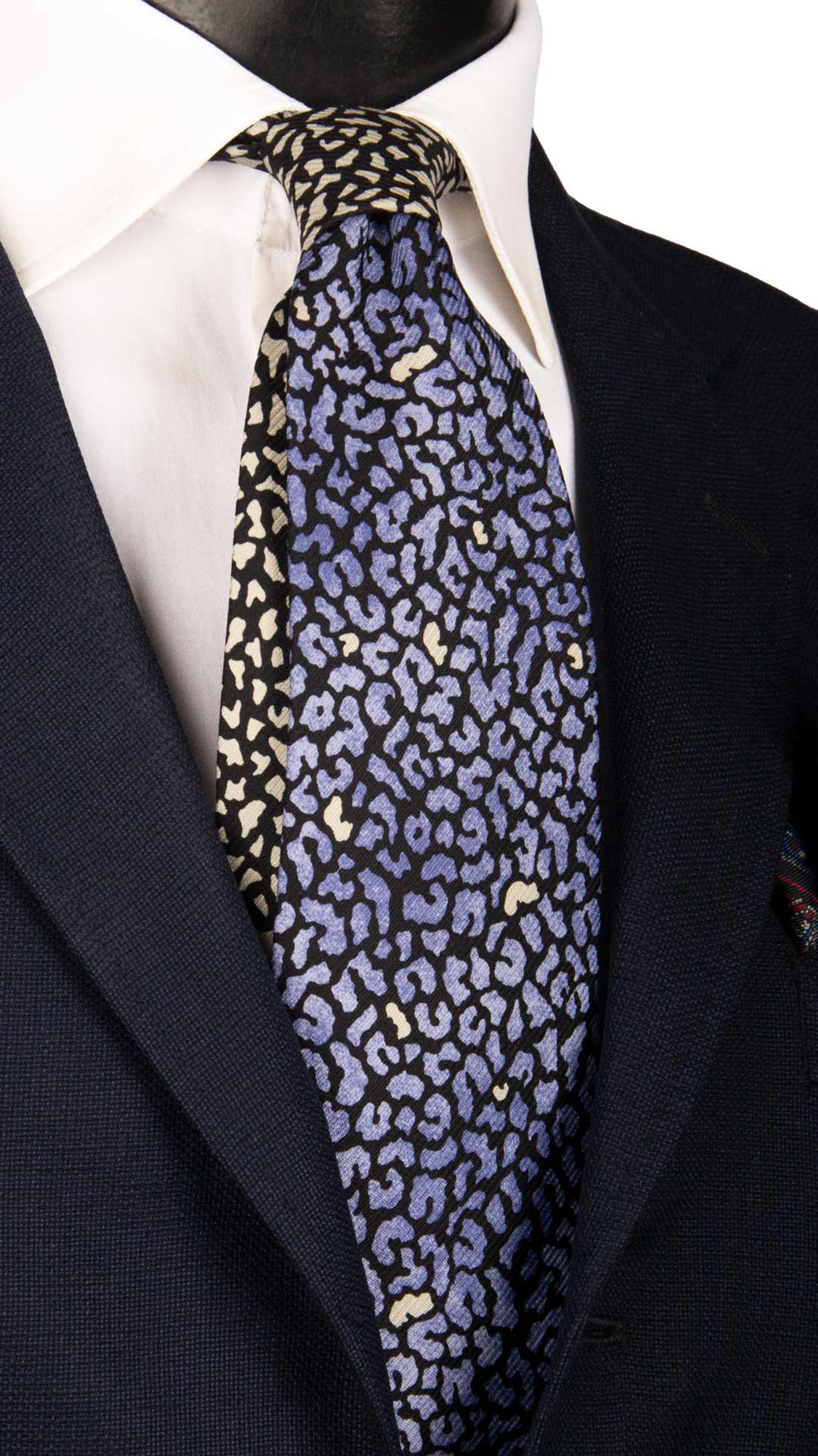 Cravatta Vintage di Seta Jacquard Nera Fantasia Multicolor Nodo in Contrasto CV957 Made in Italy Graffeo Cravatte