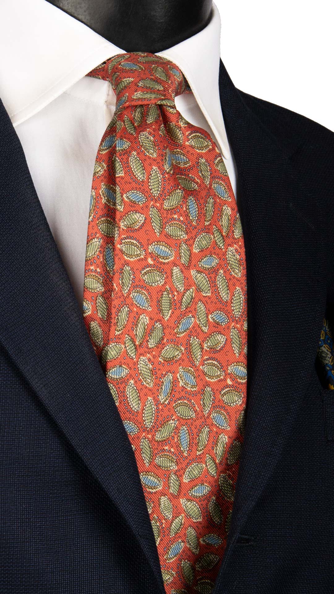 Cravatta Vintage di Seta Jacquard Rosa Salmone Fantasia Multicolor CV994 Made in Italy Graffeo Cravatte