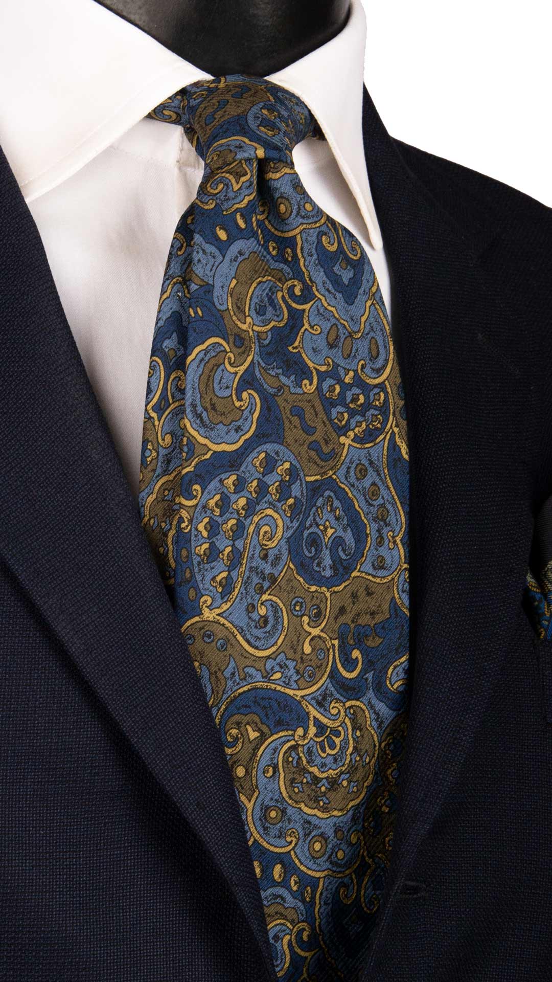 Man Green Jacquard Silk Tie Multicolor Pattern CV932
