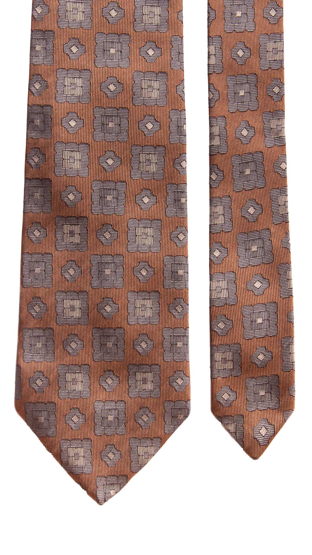 Cravatta Vintage di Seta Rosa Antico Fantasia Grigia CV1077 Made in Italy Graffeo Cravatte Pala