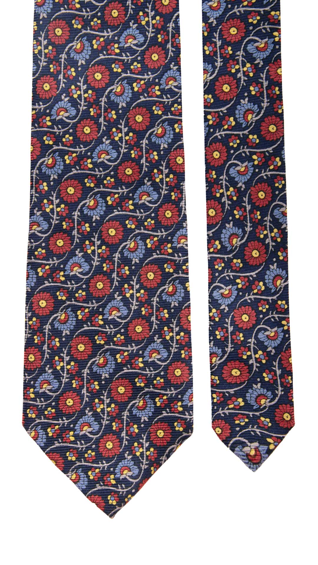 Cravatta Vintage in Saia di Seta Blu A Fiori Multicolor CV859 Graffeo Cravatte Made in Italy Pala