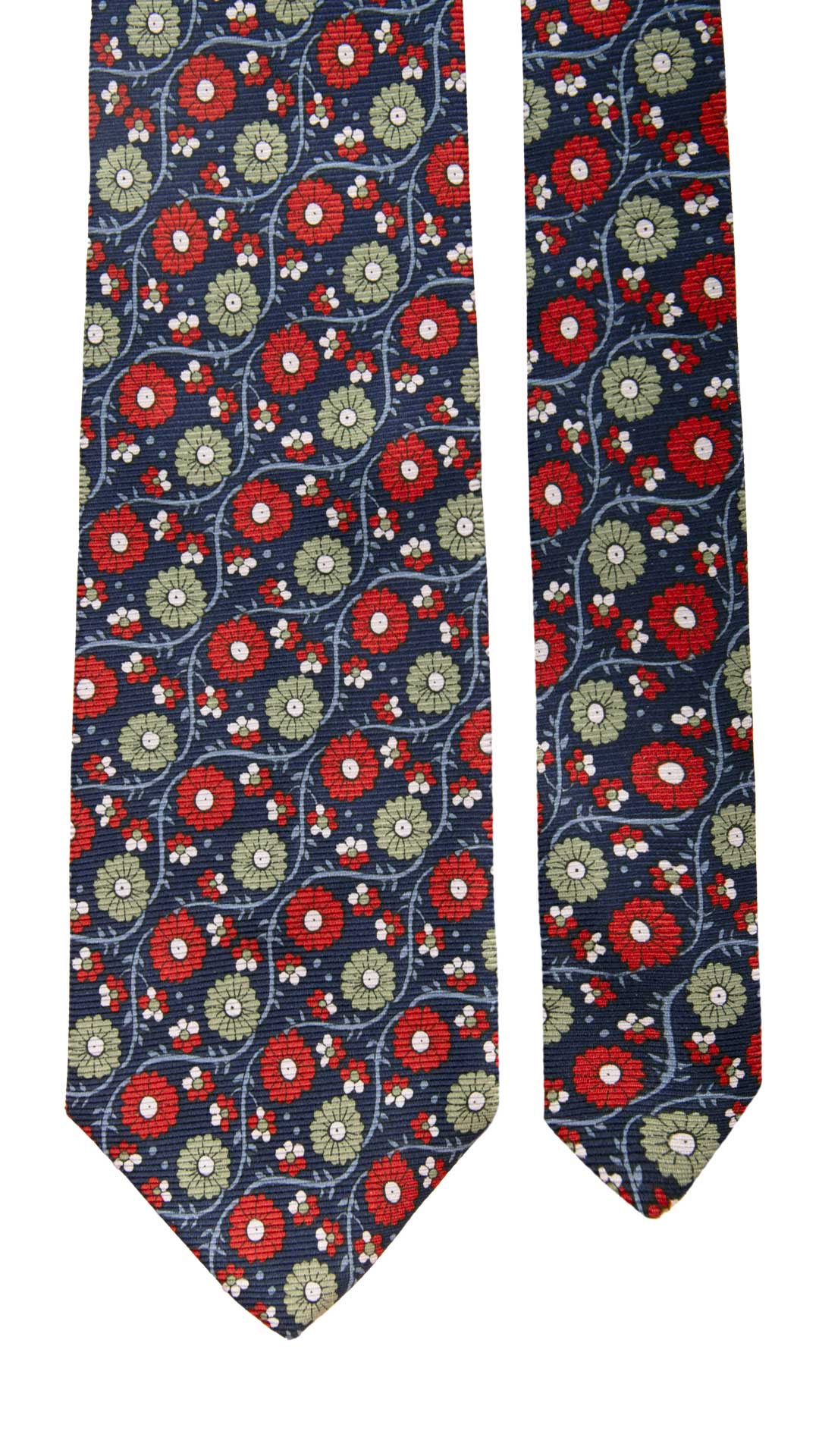 Cravatta Vintage in Saia di Seta Blu A Fiori Multicolor CV861 Graffeo Cravatte Made in Italy Pala