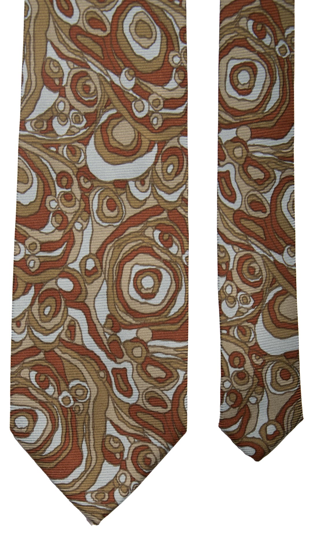 Cravatta Vintage in Saia di Seta Fantasia Verde Bordeaux Azzurro CV771 Pala