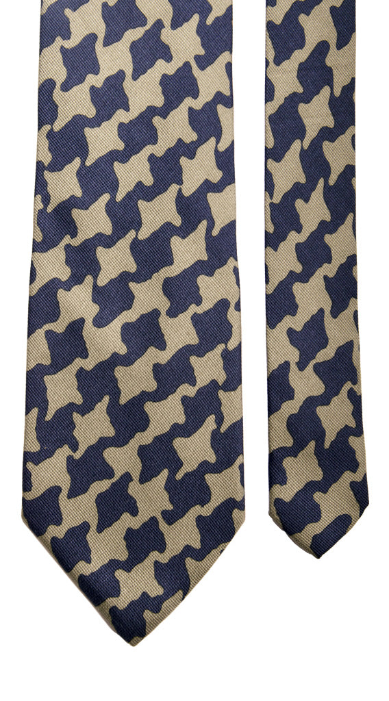 Cravatta Vintage in Saia di Seta Fantasia Verde Sabbia Blu Made in Italy graffeo Cravatte Pala
