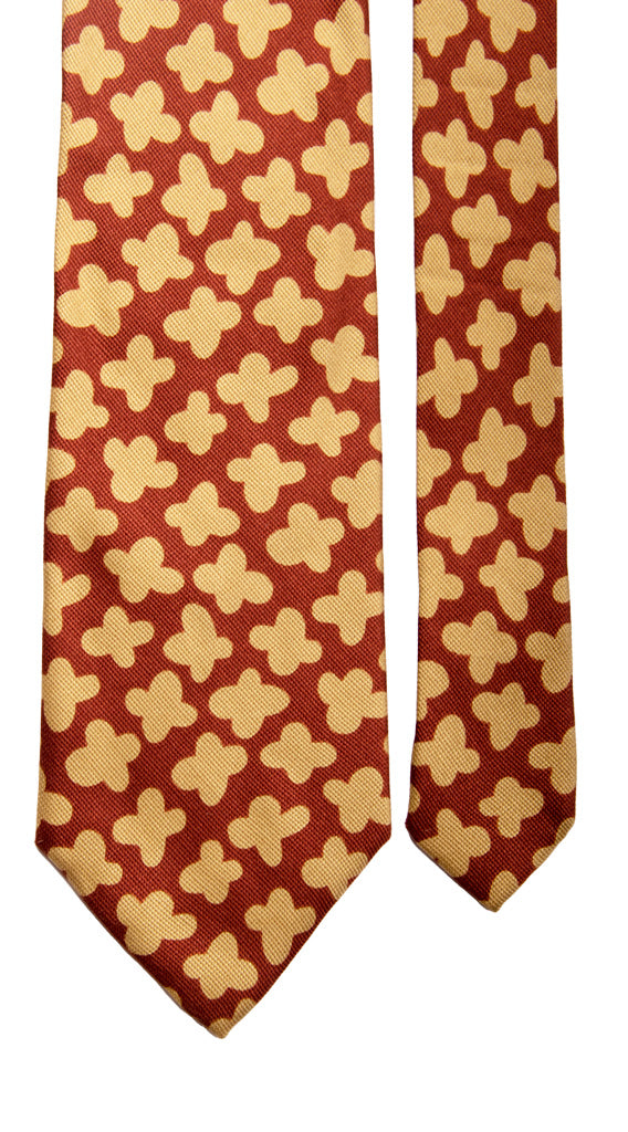 Cravatta Vintage in Saia di Seta Rossa Fantasia Color Corda Made in Italy Graffeo Cravatte Pala