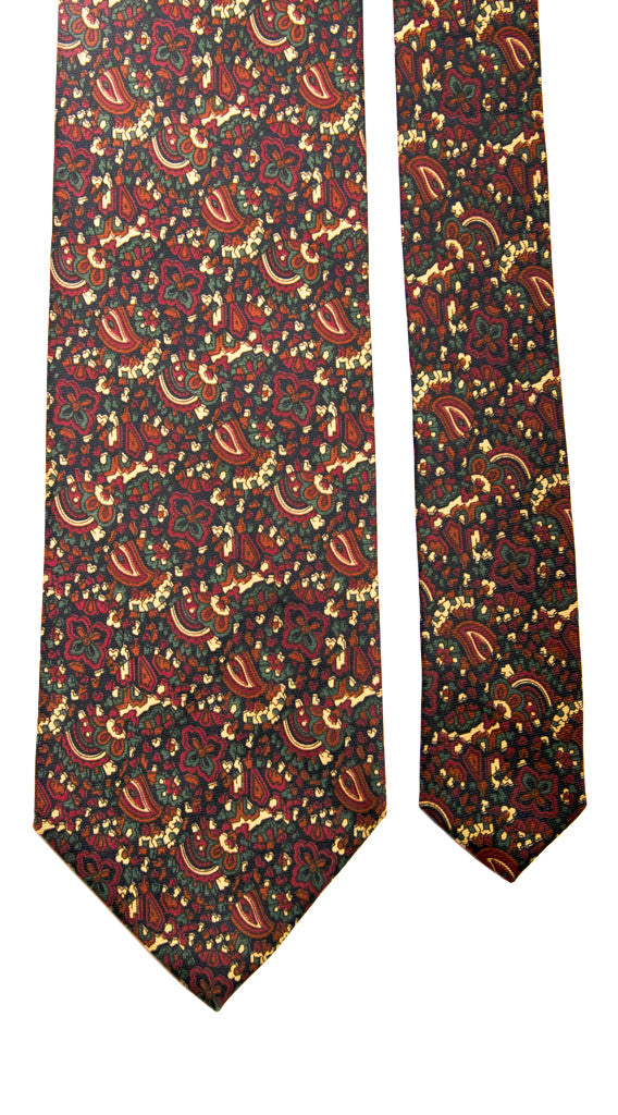 Cravatta Vintage in Twill di Marrone Paisley Multicolor Made in Italy Graffeo Cravatte Pala